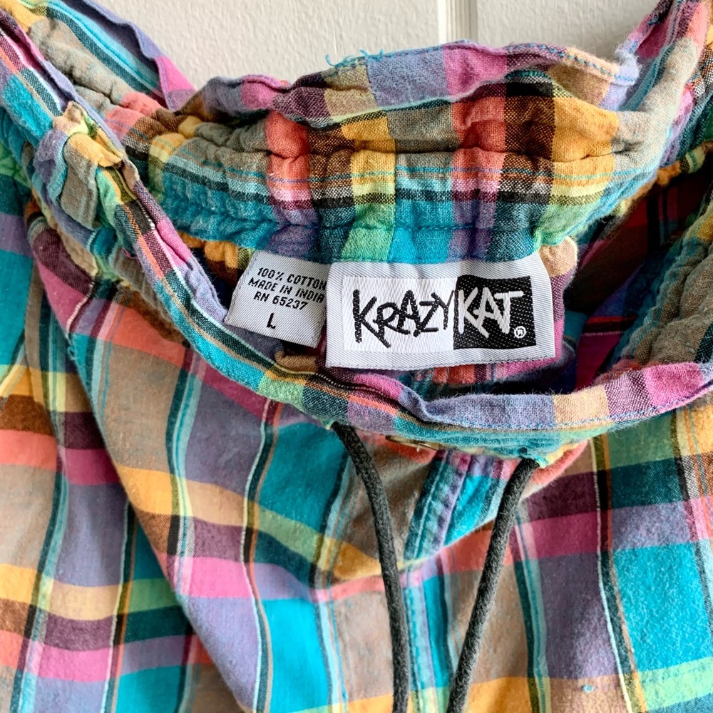 Vintage Multicolor Plaid High-Waist Shorts - Picture 5 of 6